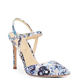 Ivanka Trump floral print ankle strap pumps